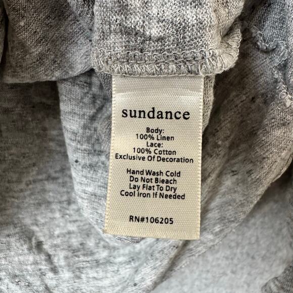 Sundance Top Women’s Size Small Gray Embroidered Crochet Boho Linen Shirt Hippie - Picture 3 of 10